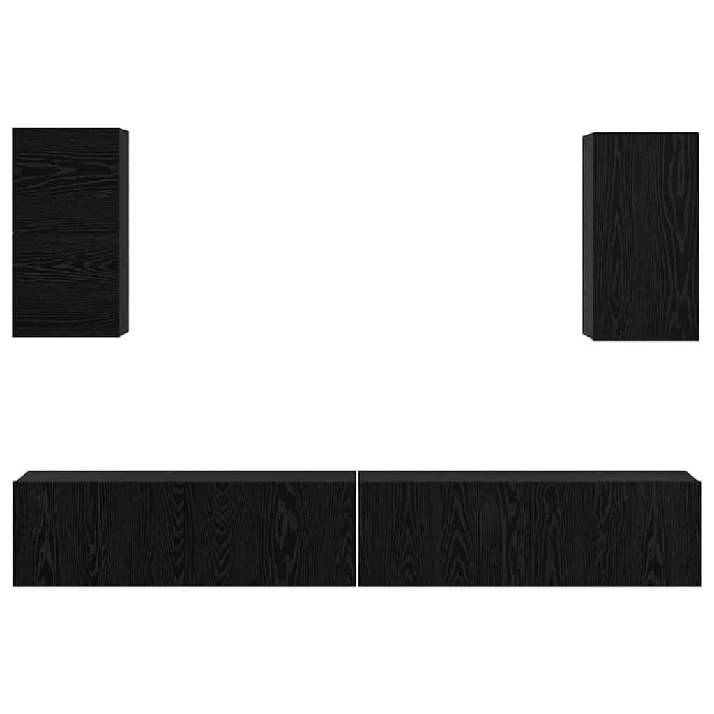 vidaXL Τηλεοπτική Κάβα Τοίχου 6 pcs Μαύρη δρυς Επεξεργασμένο ξύλο