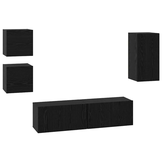 vidaXL Σετ επίπλου τηλεόρασης 5 pcs Μαύρη Οξυά Επεξεργασμένο ξύλο