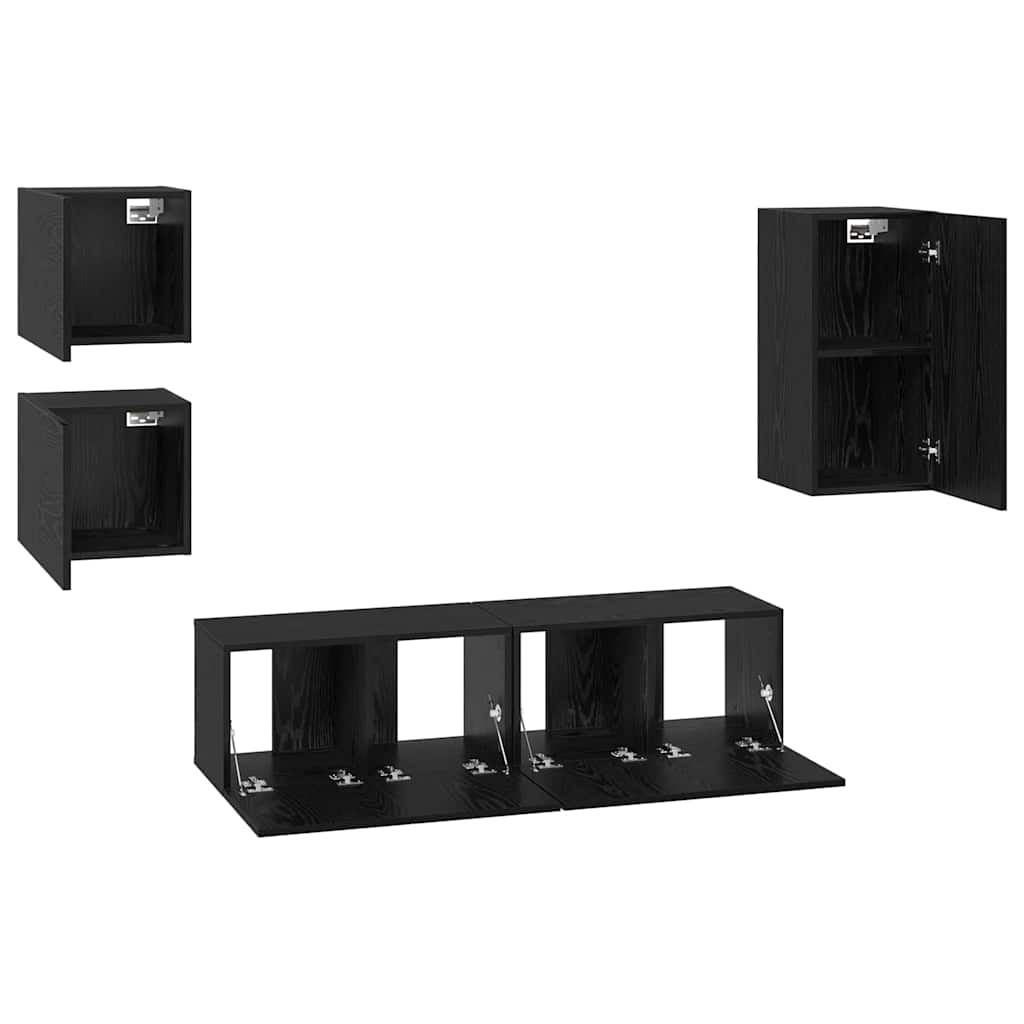 vidaXL Σετ επίπλου τηλεόρασης 5 pcs Μαύρη Οξυά Επεξεργασμένο ξύλο