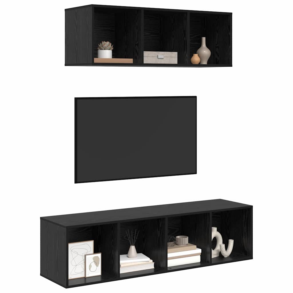 vidaXL Σετ Τηλεοπτικού Κάδου 2 pcs Μαύρη δρυς 37 x 37 x 142.5 εκ