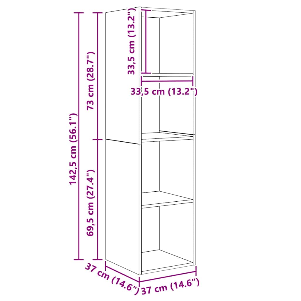 vidaXL Σετ Τηλεοπτικού Κάδου 2 pcs Μαύρη δρυς 37 x 37 x 142.5 εκ