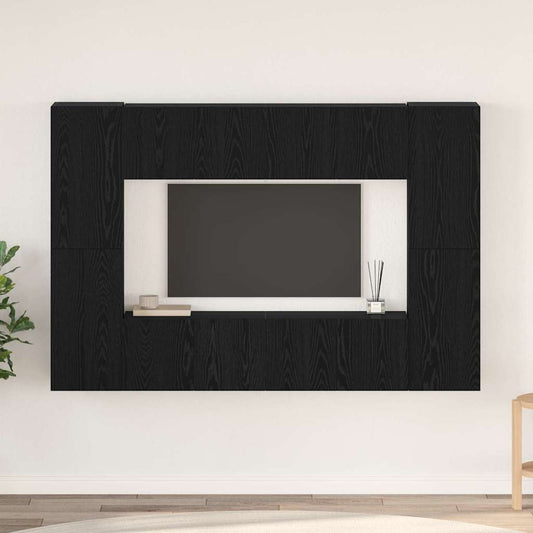 vidaXL Σετ επίπλου τηλεόρασης 8 pcs Μαύρη Οξυά Επεξεργασμένο ξύλο