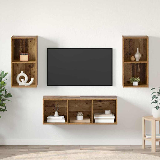 vidaXL Σετ επίπλου τηλεόρασης 3 pcs Παλιό Ξύλο Επεξεργασμένο ξύλο