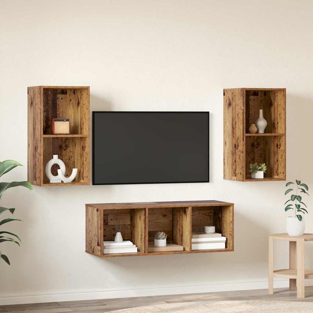 vidaXL Σετ επίπλου τηλεόρασης 3 pcs Παλιό Ξύλο Επεξεργασμένο ξύλο
