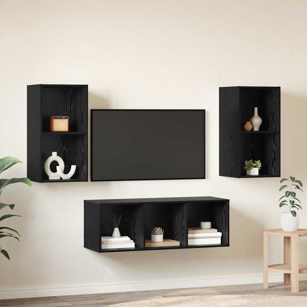 vidaXL Σετ επίπλου τηλεόρασης 3 pcs Μαύρη Οξυά Επεξεργασμένο ξύλο