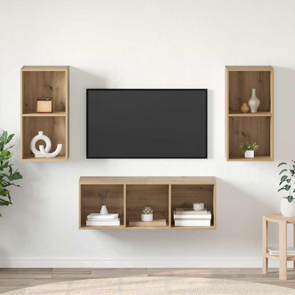 vidaXL Σετ επίπλου τηλεόρασης 3 pcs Artisan Oak Επεξεργασμένο ξύλο