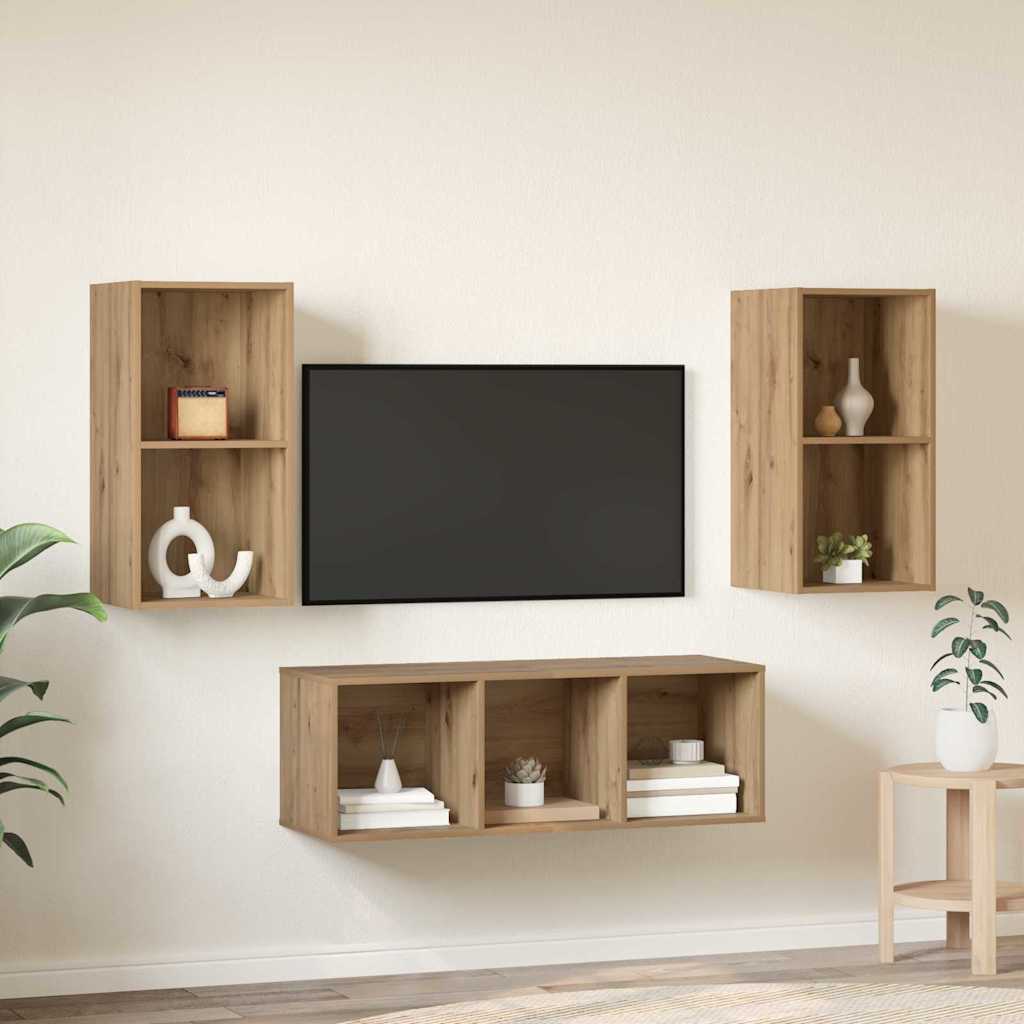vidaXL Σετ επίπλου τηλεόρασης 3 pcs Artisan Oak Επεξεργασμένο ξύλο