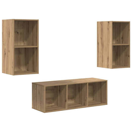 vidaXL Σετ επίπλου τηλεόρασης 3 pcs Artisan Oak Επεξεργασμένο ξύλο