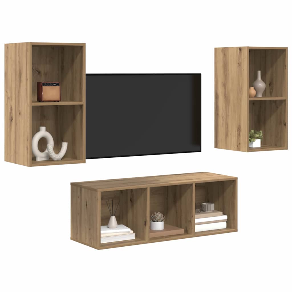 vidaXL Σετ επίπλου τηλεόρασης 3 pcs Artisan Oak Επεξεργασμένο ξύλο