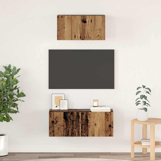 vidaXL Σετ επίπλου τηλεόρασης 2 pcs Παλιό Ξύλο Επεξεργασμένο ξύλο
