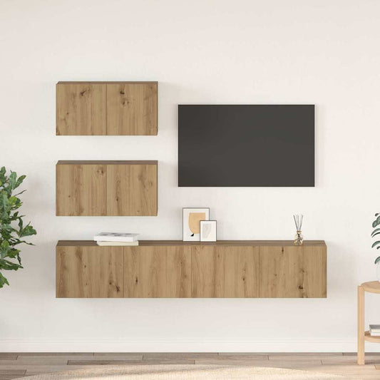 vidaXL Σετ επίπλου τηλεόρασης 4 pcs Artisan Δρυς Επεξεργασμένο Ξύλο