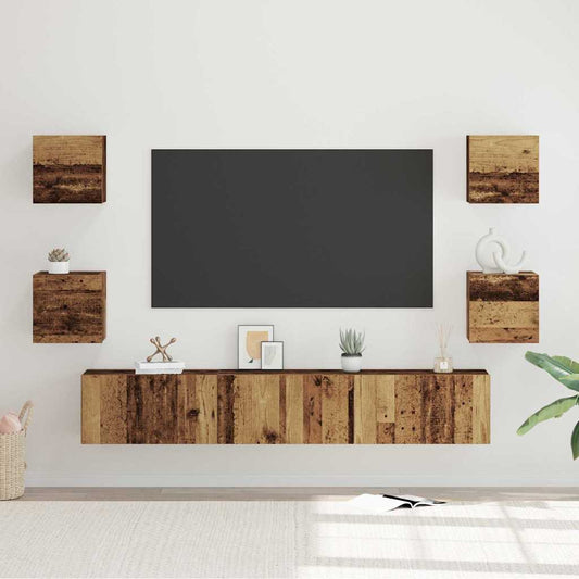 vidaXL Σετ επίπλου τηλεόρασης 7 pcs Παλιό Ξύλο Επεξεργασμένο ξύλο