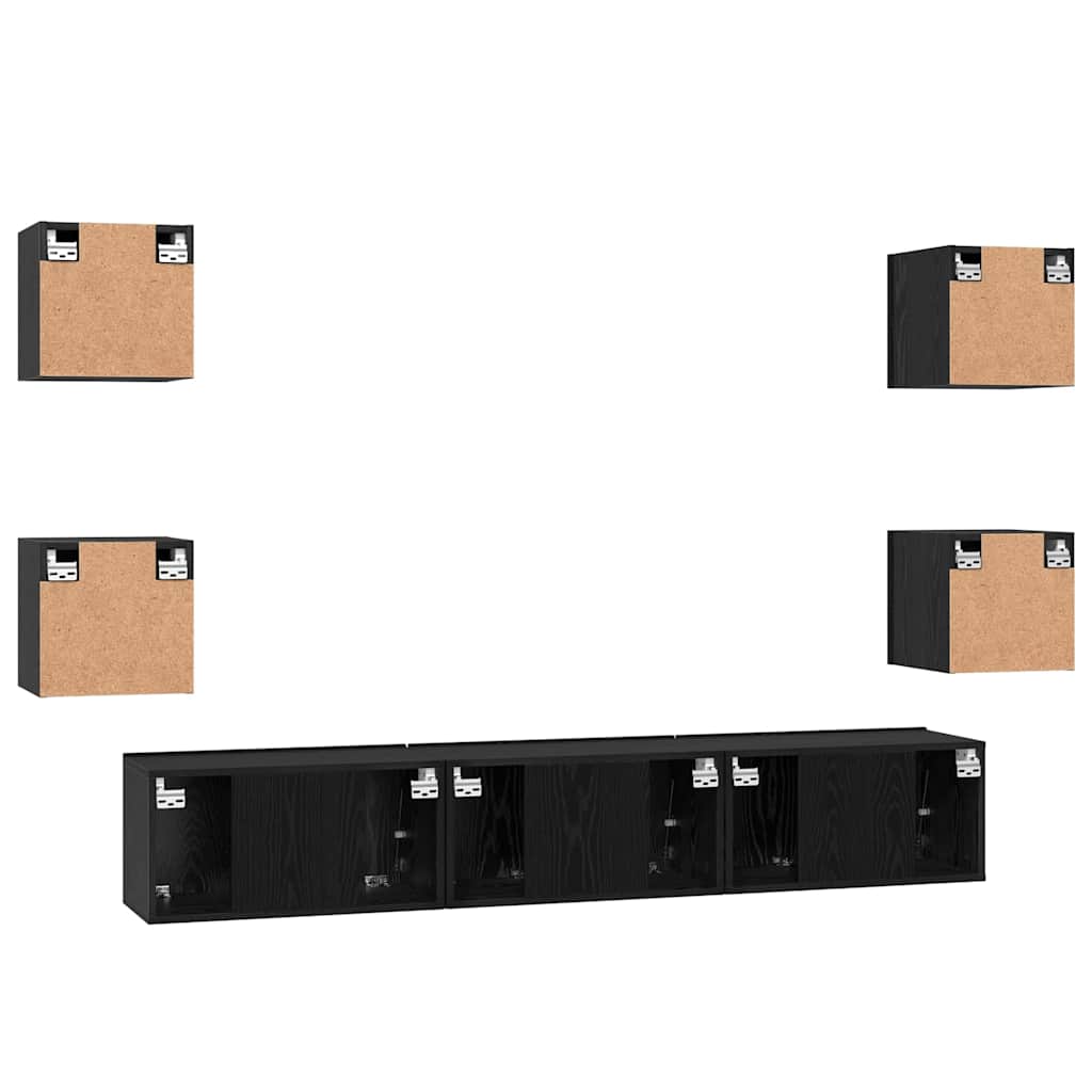 vidaXL Σετ επίπλου τηλεόρασης 7 pcs Μαύρη Οξυά Επεξεργασμένο ξύλο