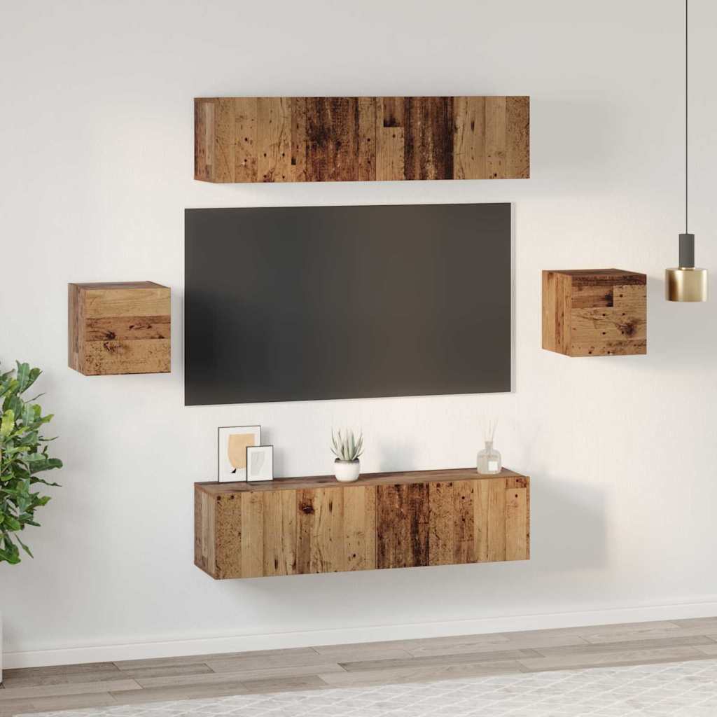 vidaXL Σετ επίπλου τηλεόρασης 6 pcs Παλιό Ξύλο Επεξεργασμένο ξύλο