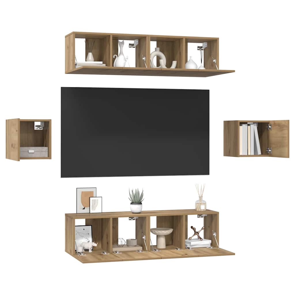 vidaXL Σετ επίπλου τηλεόρασης 6 τμχ. Artisan Oak Επεξεργασμένο Ξύλο