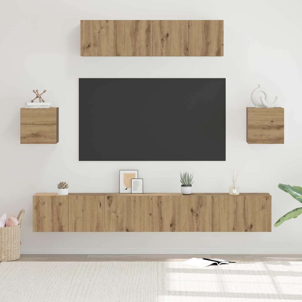 vidaXL Σετ επίπλου τηλεόρασης 7 pcs Artisan Oak Επεξεργασμένο ξύλο