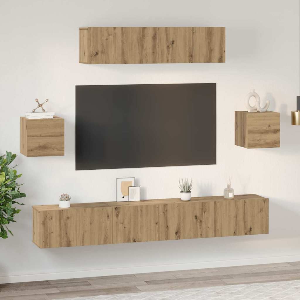 vidaXL Σετ επίπλου τηλεόρασης 7 pcs Artisan Oak Επεξεργασμένο ξύλο