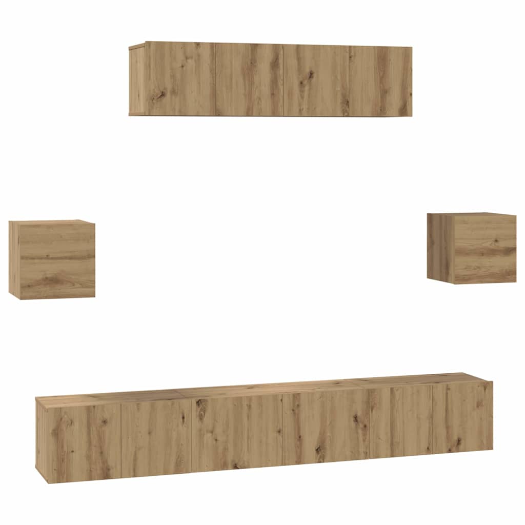 vidaXL Σετ επίπλου τηλεόρασης 7 pcs Artisan Oak Επεξεργασμένο ξύλο