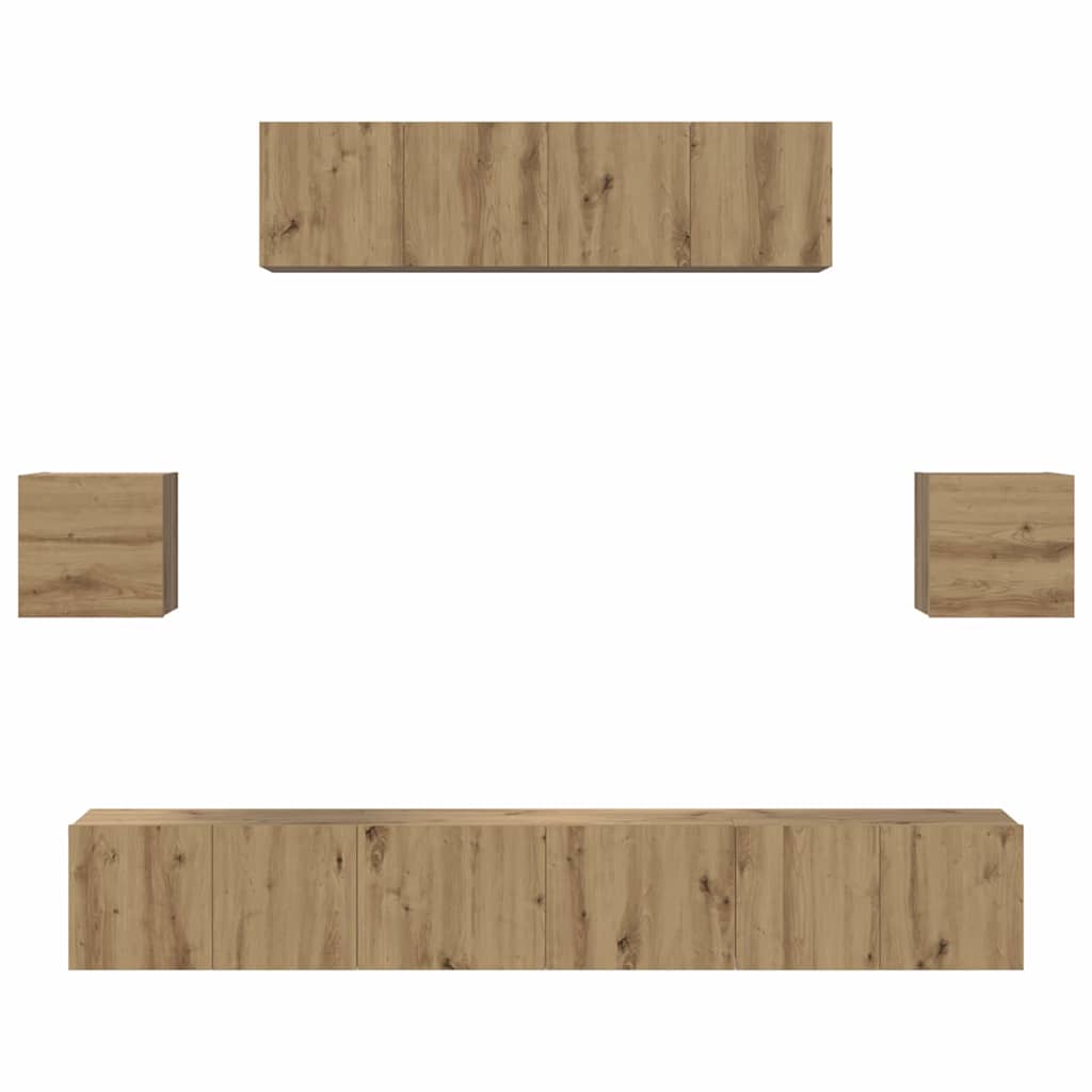 vidaXL Σετ επίπλου τηλεόρασης 7 pcs Artisan Oak Επεξεργασμένο ξύλο