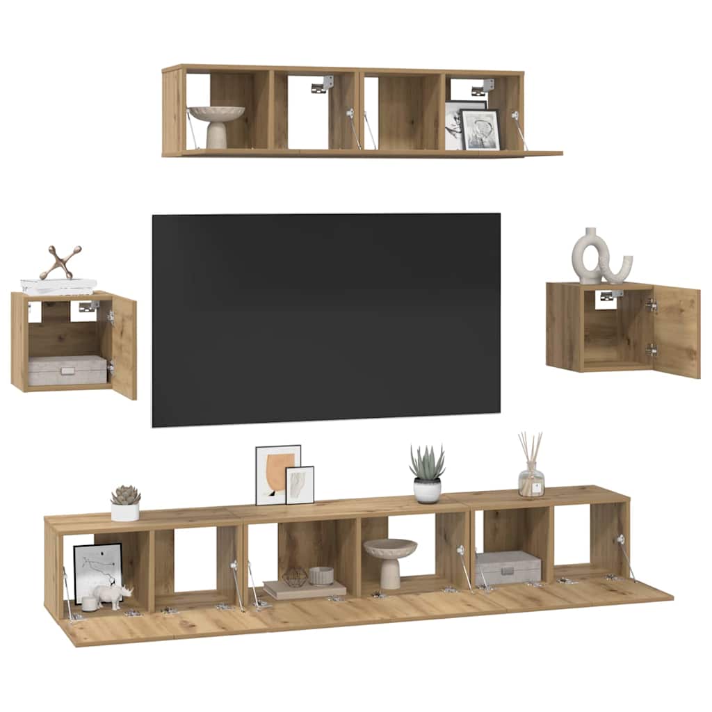 vidaXL Σετ επίπλου τηλεόρασης 7 pcs Artisan Oak Επεξεργασμένο ξύλο
