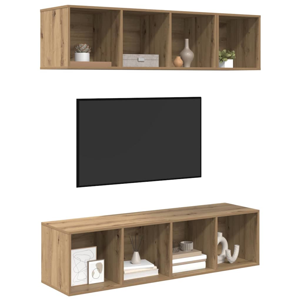 vidaXL Σετ επίπλου τηλεόρασης 3 pcs Artisan Oak Επεξεργασμένο ξύλο