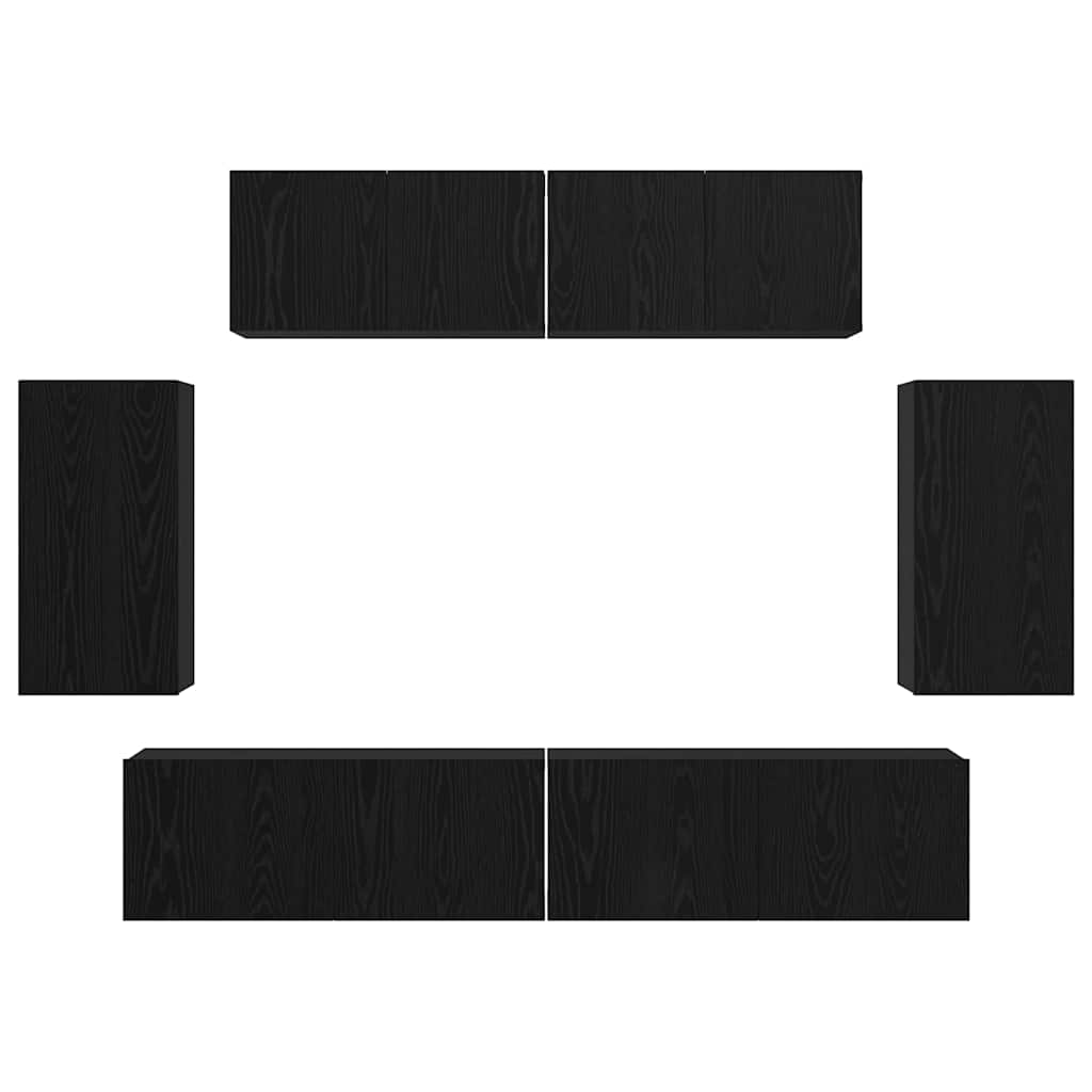 vidaXL Τηλεοπτική Κάβα Τοίχου 6 pcs Μαύρη Δρυς Επεξεργασμένο ξύλο