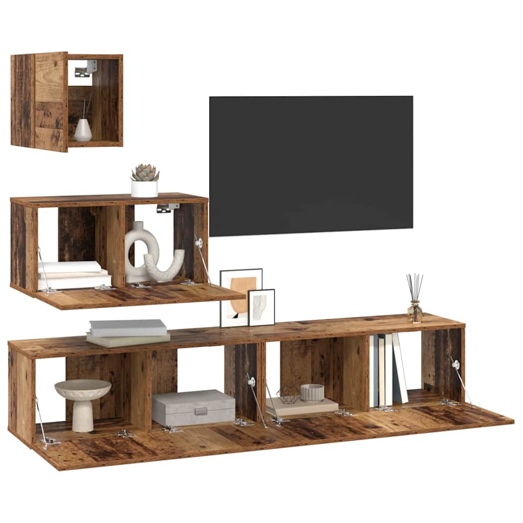 vidaXL Σετ επίπλου τηλεόρασης 4 pcs Παλαιό ξύλο 80 x 30 x 30 εκ