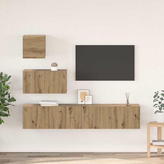 vidaXL Σετ επίπλου τηλεόρασης 4 pcs Artisan Oak Επεξεργασμένο ξύλο