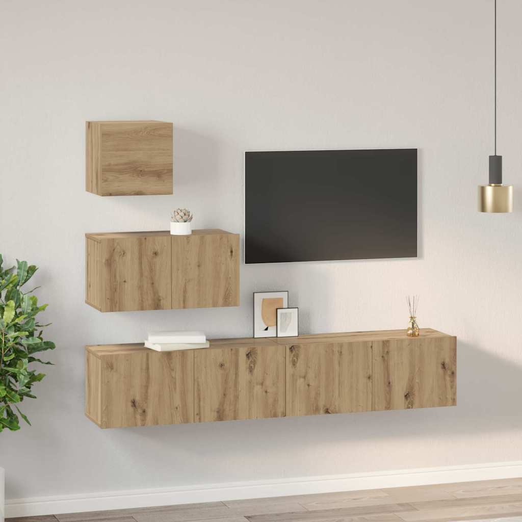 vidaXL Σετ επίπλου τηλεόρασης 4 pcs Artisan Oak Επεξεργασμένο ξύλο