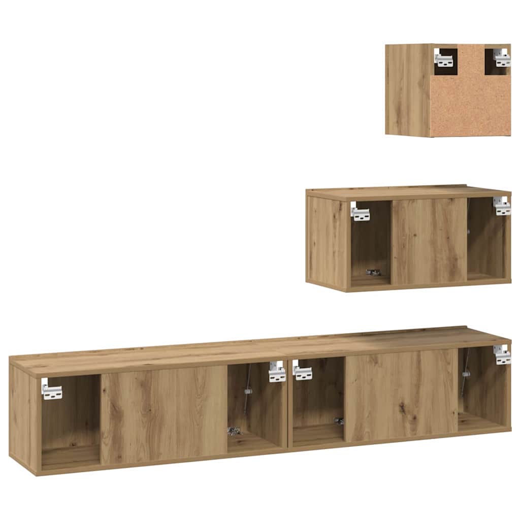 vidaXL Σετ επίπλου τηλεόρασης 4 pcs Artisan Oak Επεξεργασμένο ξύλο