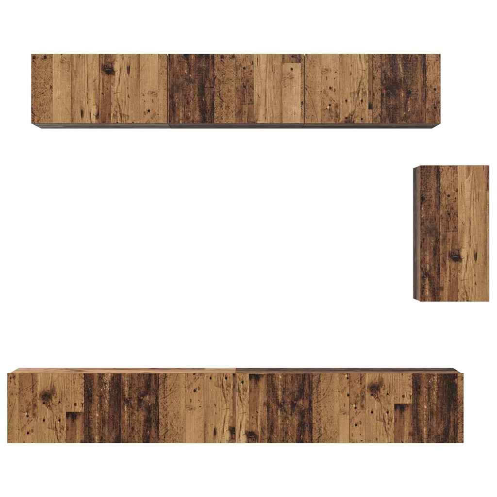 vidaXL Σετ επίπλου τηλεόρασης 6 pcs Παλιό Ξύλο Επεξεργασμένο ξύλο