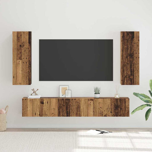 vidaXL Σετ επίπλου τηλεόρασης 5 pcs Παλιό Ξύλο Επεξεργασμένο ξύλο