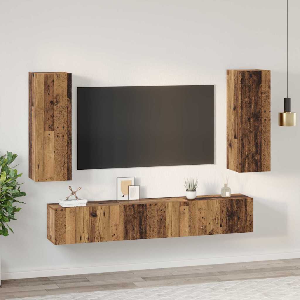 vidaXL Σετ επίπλου τηλεόρασης 5 pcs Παλιό Ξύλο Επεξεργασμένο ξύλο