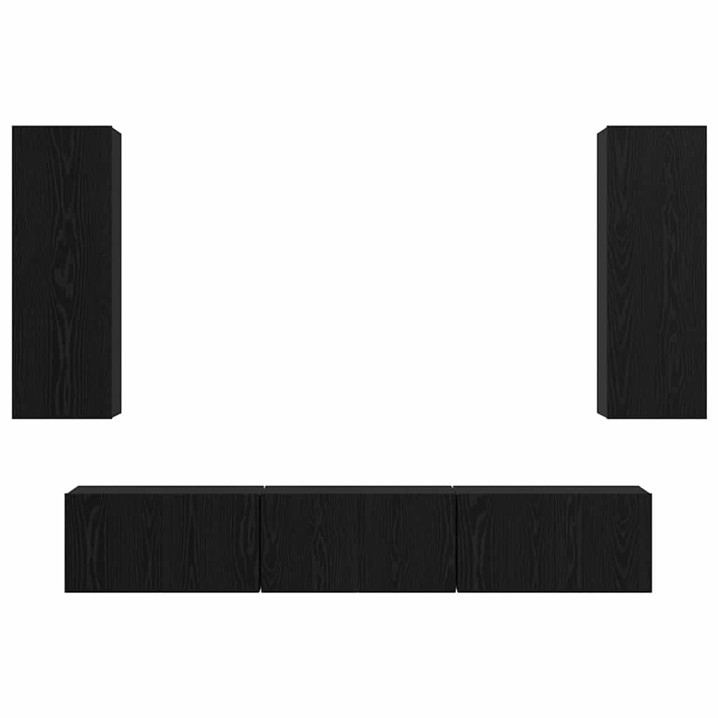 vidaXL Σετ επίπλου τηλεόρασης 5 pcs Μαύρη Οξυά Επεξεργασμένο ξύλο