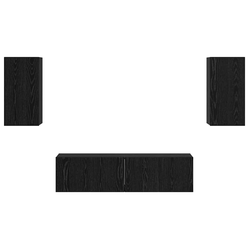 vidaXL Σετ επίπλου τηλεόρασης με ράφι Άλλο με αποθήκευση με πόρτα 4 pcs Μαύρη Δρυς