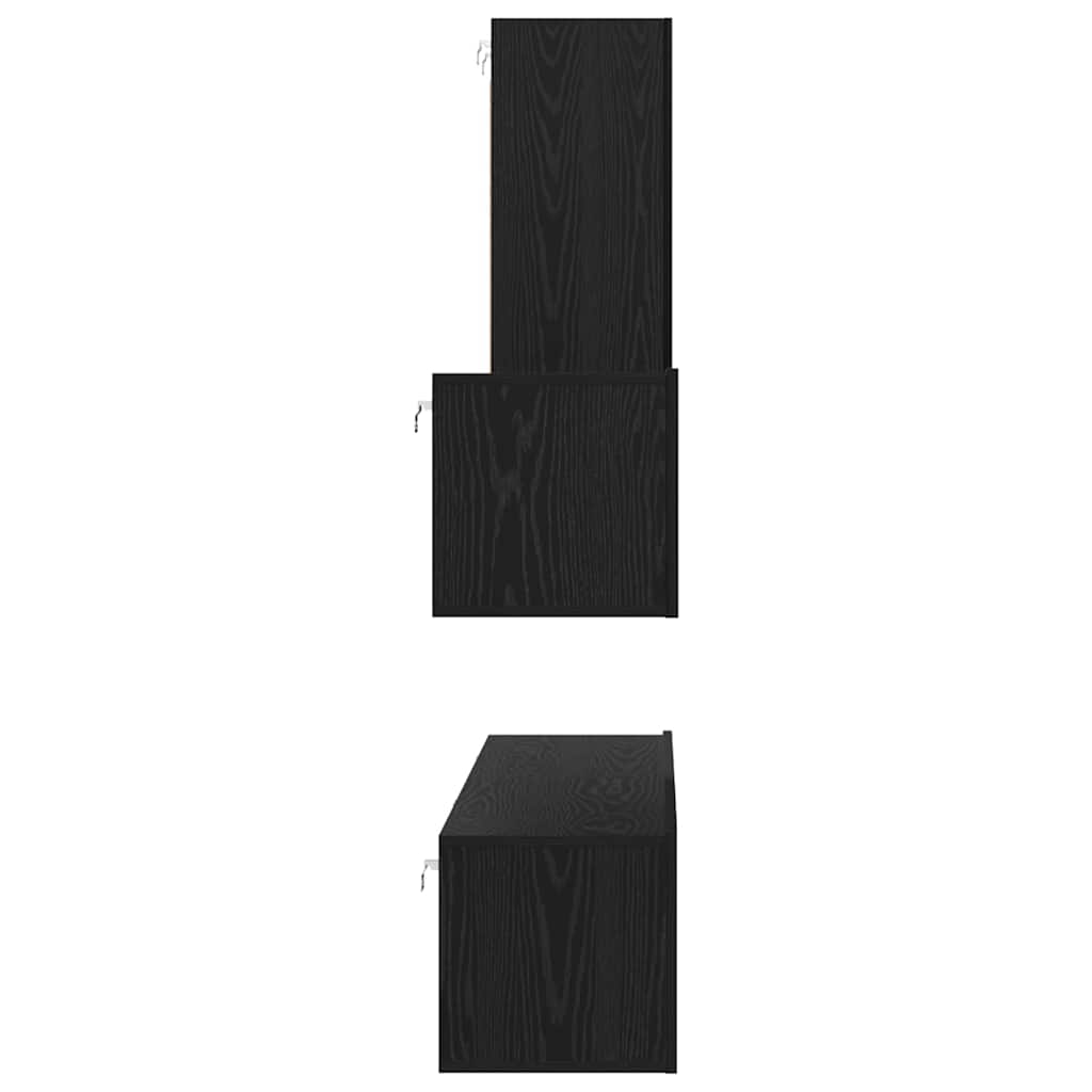 vidaXL Τηλεοπτική Κάβα Τοίχου με ράφι Άλλο με αποθήκευση με πόρτα 4 pcs Μαύρη Δρυς