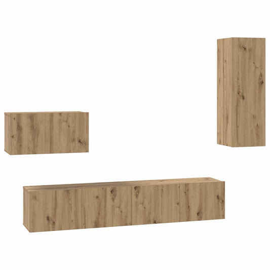 vidaXL Τηλεοπτική Κάβα Τοίχου 4 pcs Artisan Oak Επεξεργασμένο ξύλο