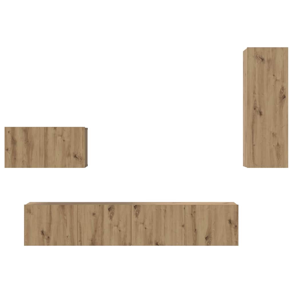 vidaXL Τηλεοπτική Κάβα Τοίχου 4 pcs Artisan Oak Επεξεργασμένο ξύλο
