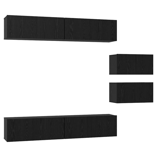 vidaXL Σετ επίπλου τηλεόρασης 6 pcs Μαύρη Οξυά Επεξεργασμένο ξύλο