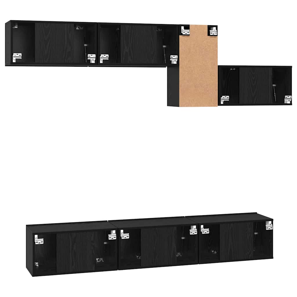 vidaXL Σετ επίπλου τηλεόρασης με ράφι Άλλο 7 pcs Μαύρη Δρυς 60 x 30 x 30 cm