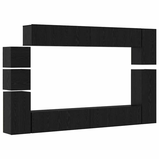 vidaXL Σετ επίπλου τηλεόρασης 9 pcs Μαύρη Οξυά Επεξεργασμένο ξύλο