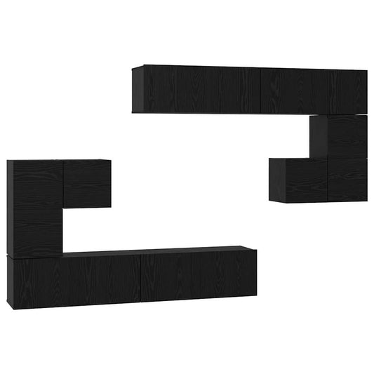 vidaXL Μονάδες TV Επιτοίχιο 4 pcs Μαύρη Οξυά Επεξεργασμένο ξύλο