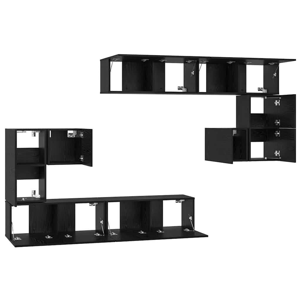 vidaXL Μονάδες TV Επιτοίχιο 4 pcs Μαύρη Οξυά Επεξεργασμένο ξύλο