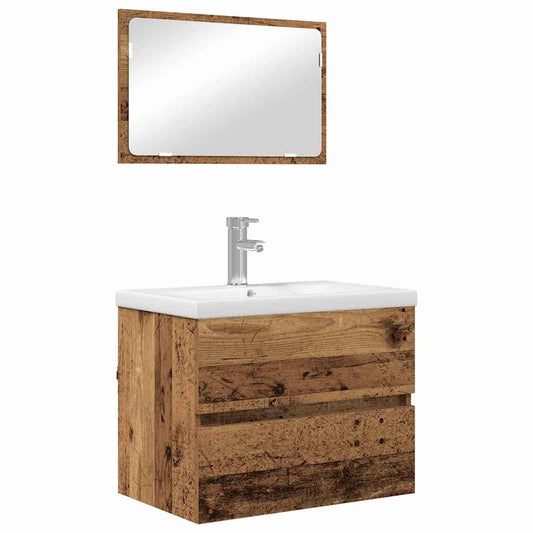 vidaXL Σετ Επίπλων Μπάνιου 3 pcs Παλιό ξύλο 60 x 38.5 x 45 cm