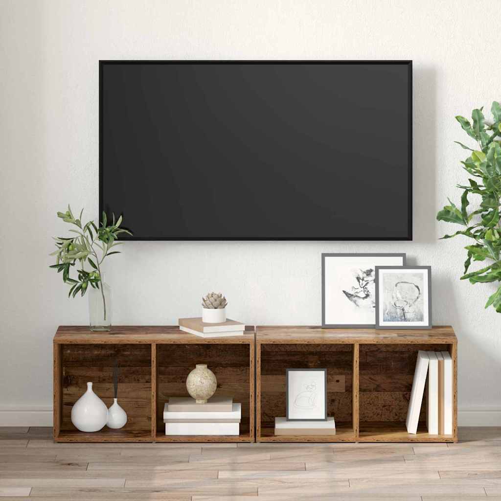 vidaXL Σετ επίπλου τηλεόρασης 2 pcs Παλιό Ξύλο 37 x 35 x 72 εκ.