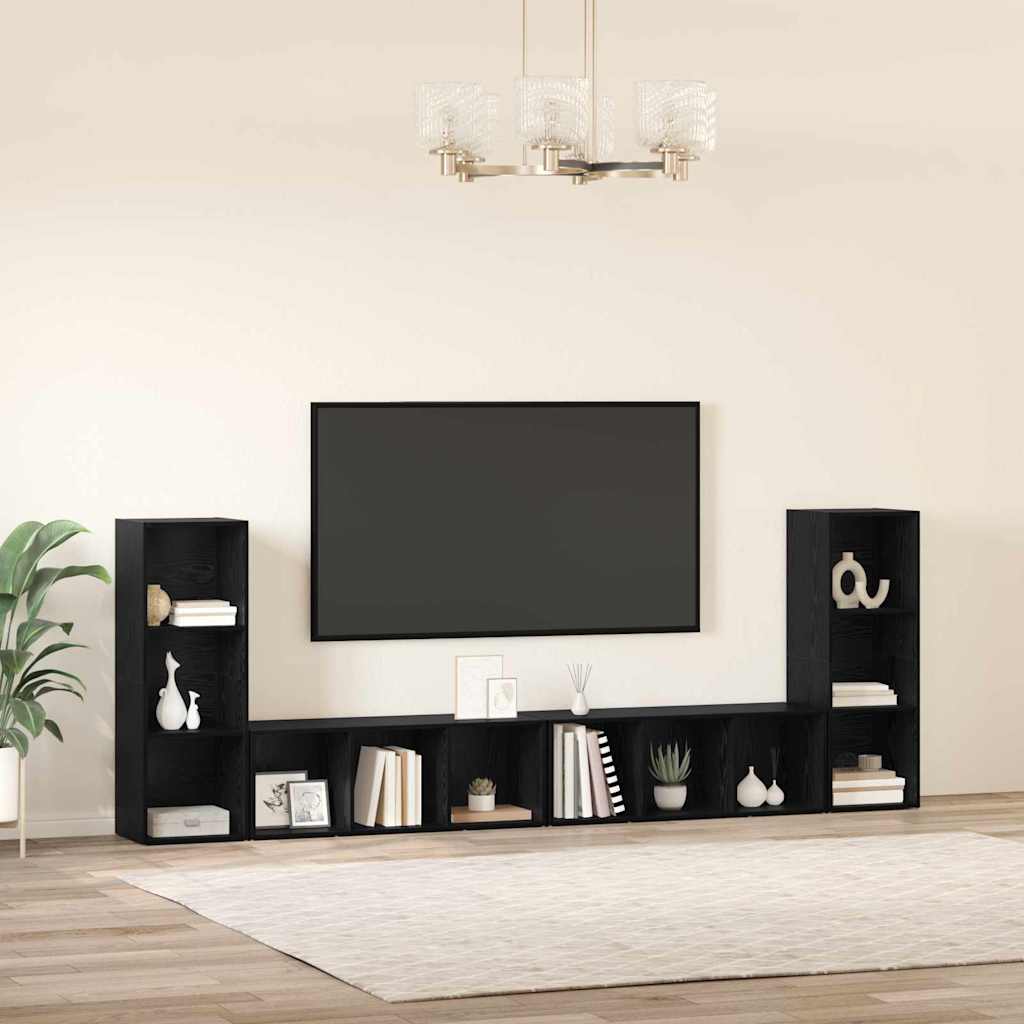 vidaXL Σετ επίπλου τηλεόρασης 4 pcs Μαύρη Οξυά 37 x 35 x 107 εκ