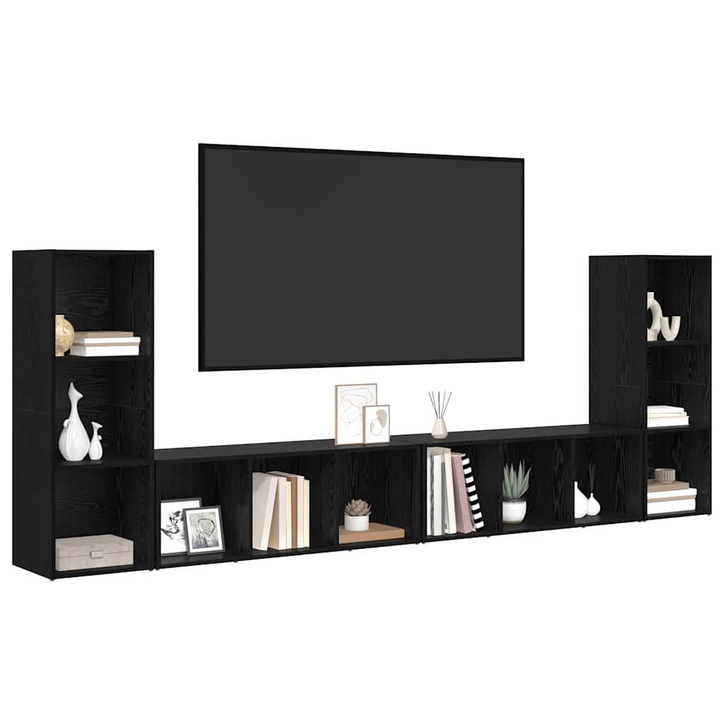 vidaXL Σετ επίπλου τηλεόρασης 4 pcs Μαύρη Οξυά 37 x 35 x 107 εκ