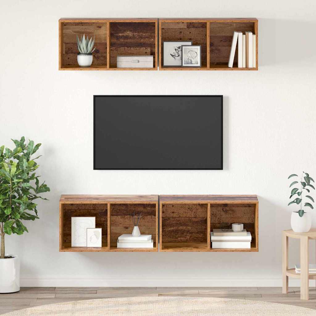 vidaXL Σετ επίπλου τηλεόρασης 4 pcs Παλιό Ξύλο 37 x 37 x 72 εκ