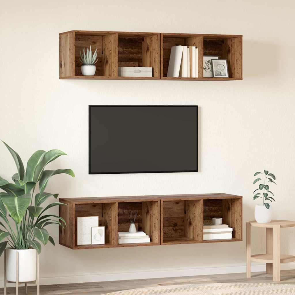 vidaXL Σετ επίπλου τηλεόρασης 4 pcs Παλιό Ξύλο 37 x 37 x 72 εκ