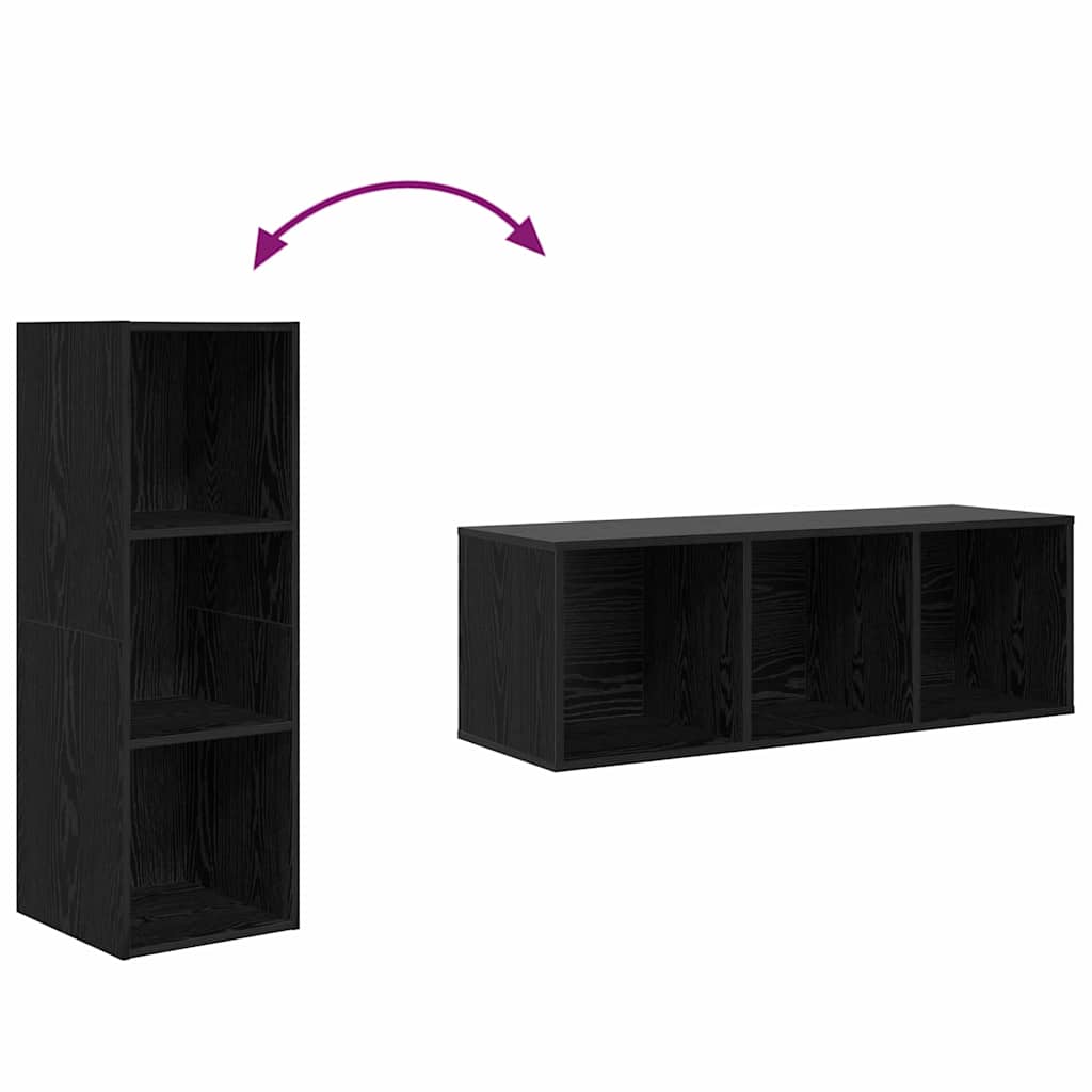 vidaXL Τηλεοπτική Κάβα Τοίχου 4 pcs Μαύρη δρυς 37 x 37 x 107.5 εκ